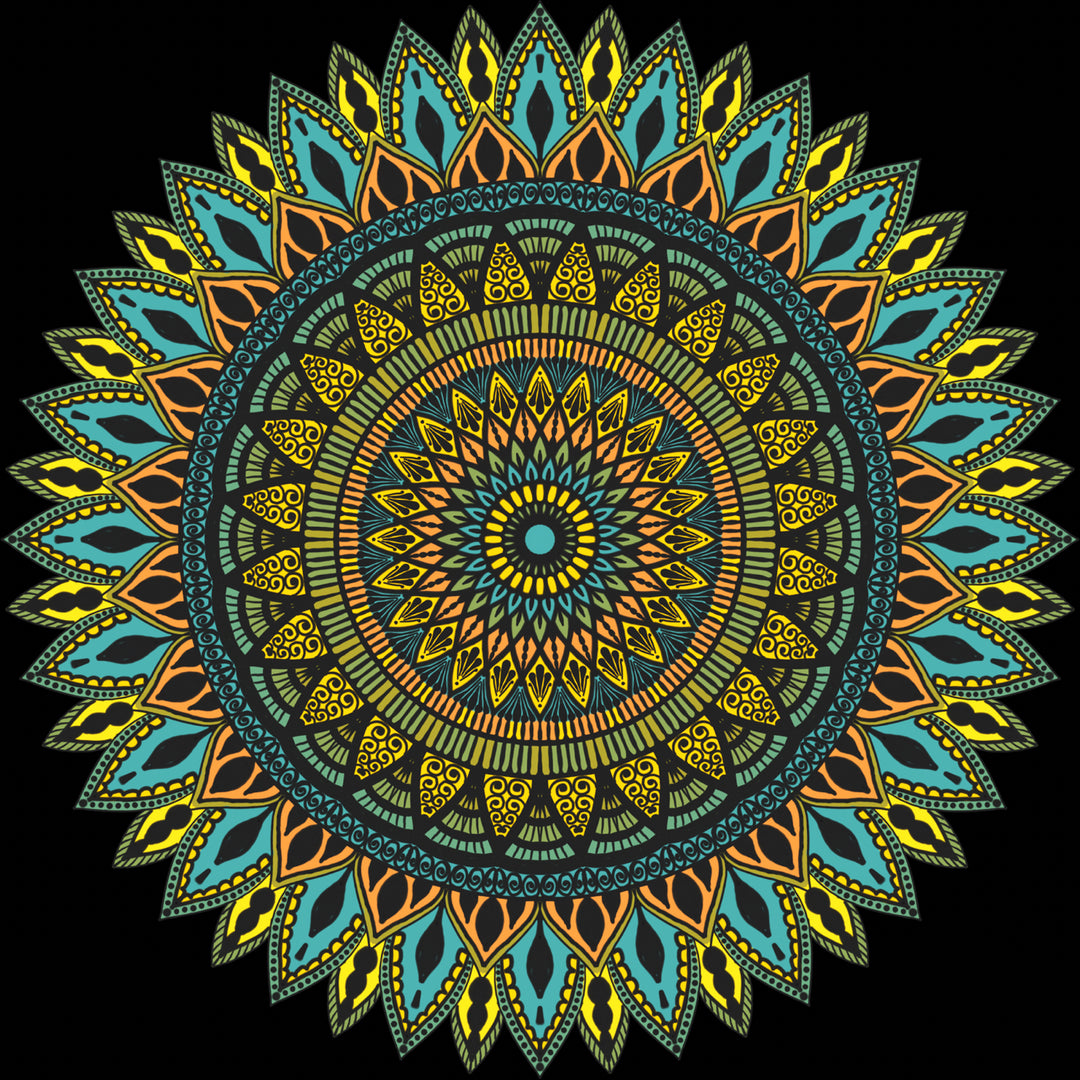 T-shirt Mandala in turkoois en goud