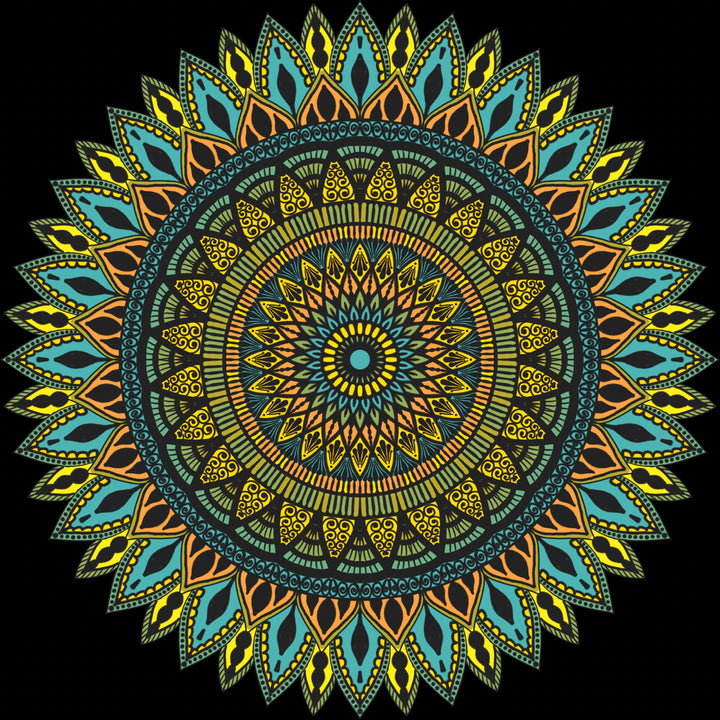 T-shirt Mandala in turkoois en goud