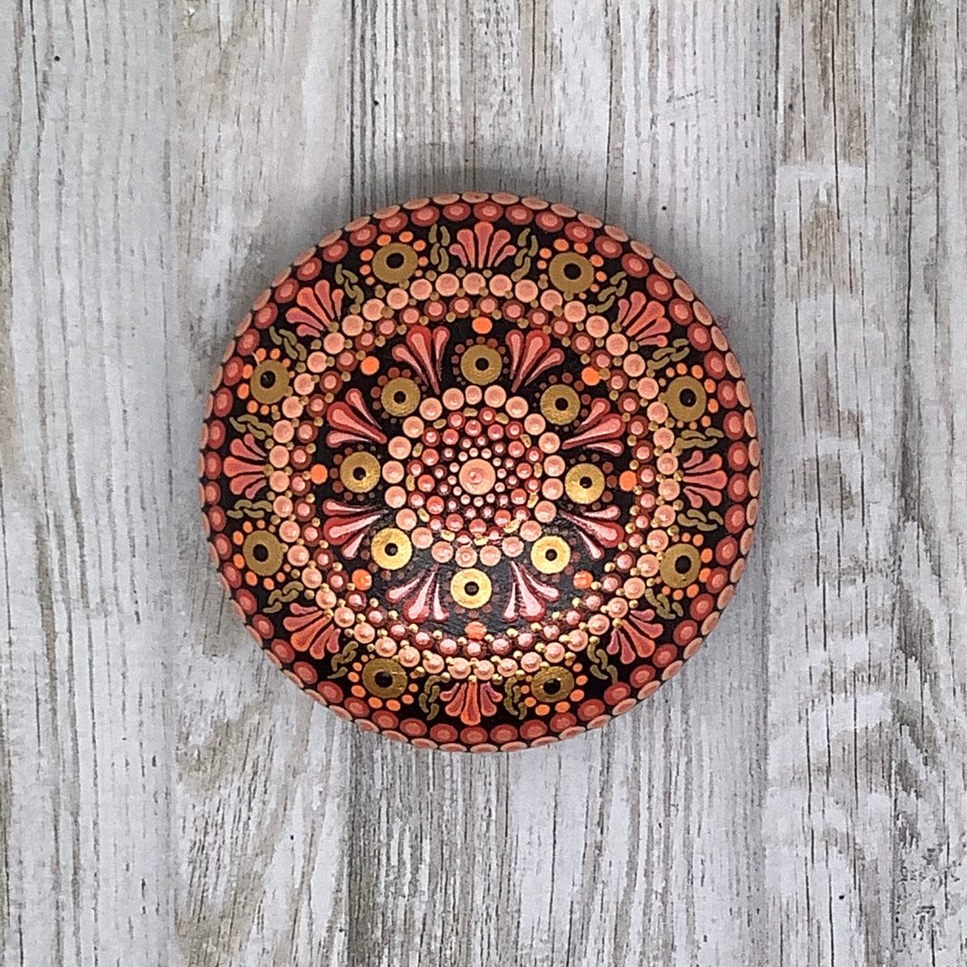 Mandala Stone in Pink and Gold small