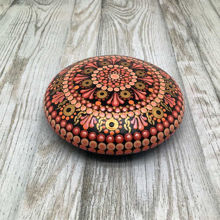 Mandala Stone in Pink and Gold small