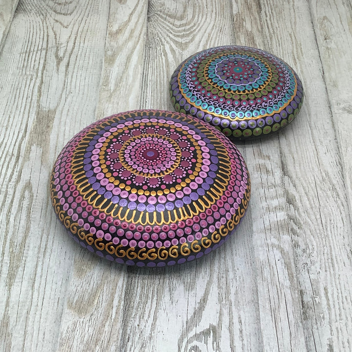 Mandala Stone in Pink and Purple medium