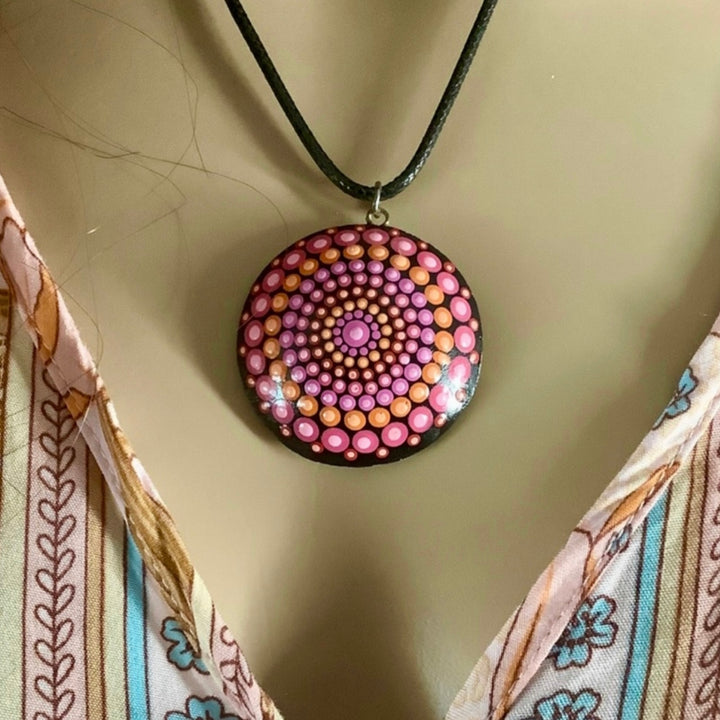 Mandala Necklace Pink, Purple and Orange