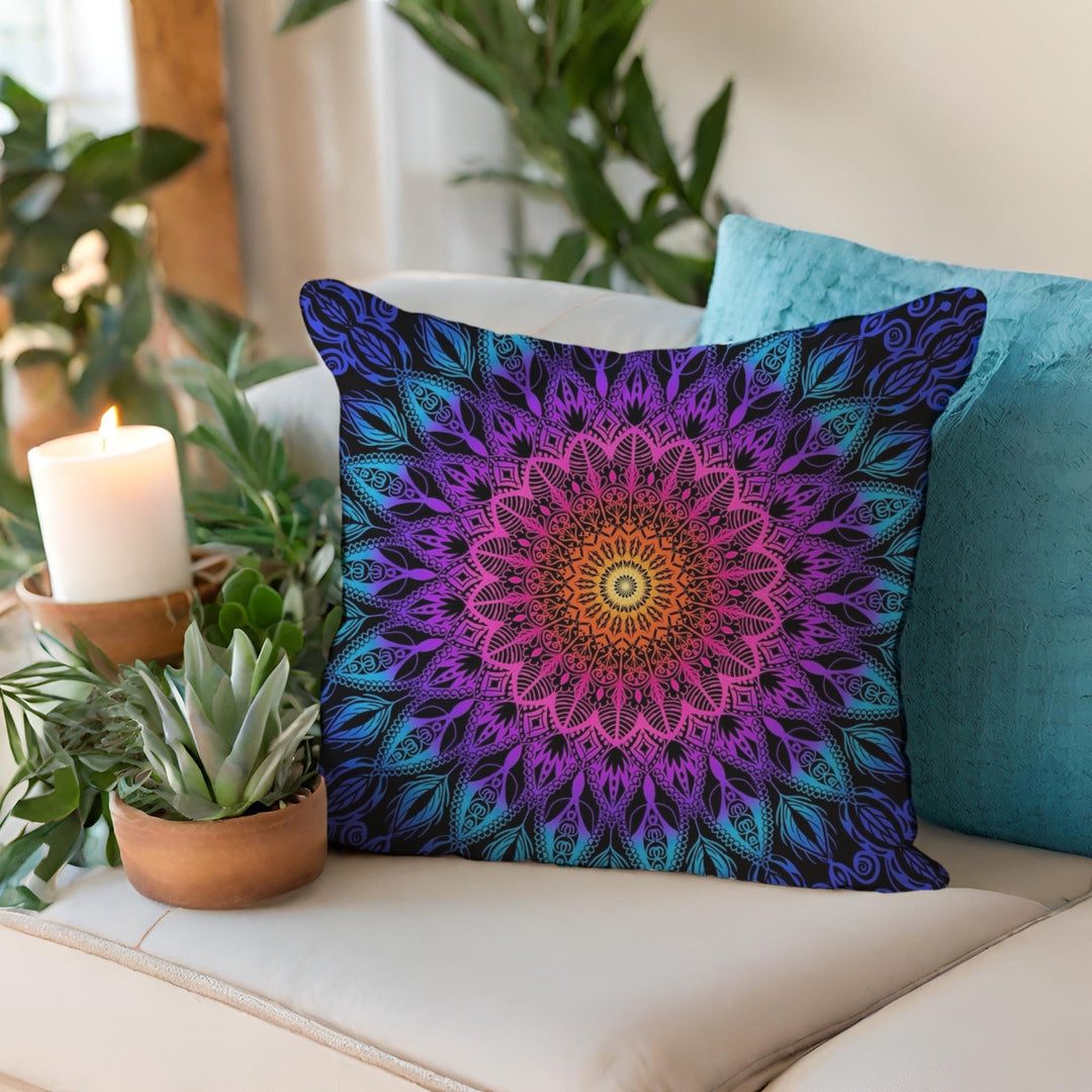 Orange, Pink, Purple & Blue Pillow Cover | Boho Pillow | Mandala Stone