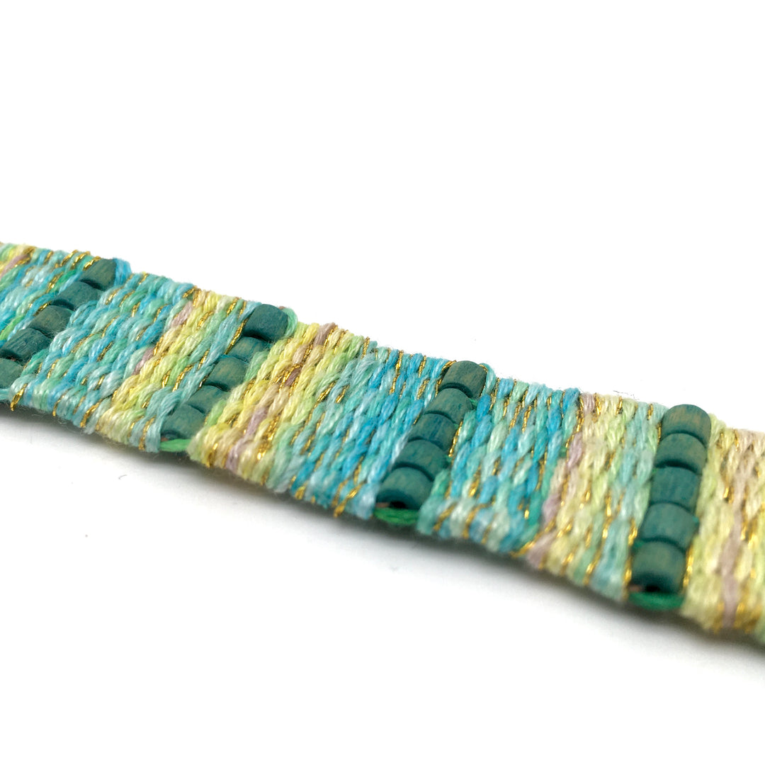 Woven Bracelet in Shades of Blue and Green