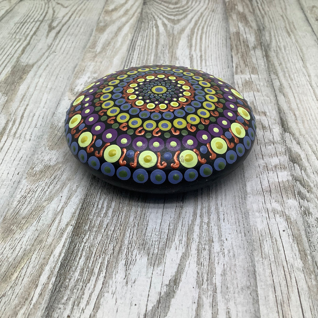 Mandala Stone Purple, Green and Copper small