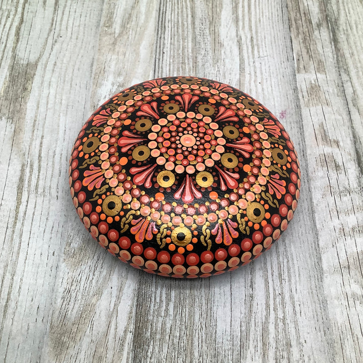 Mandala Stone in Pink and Gold small