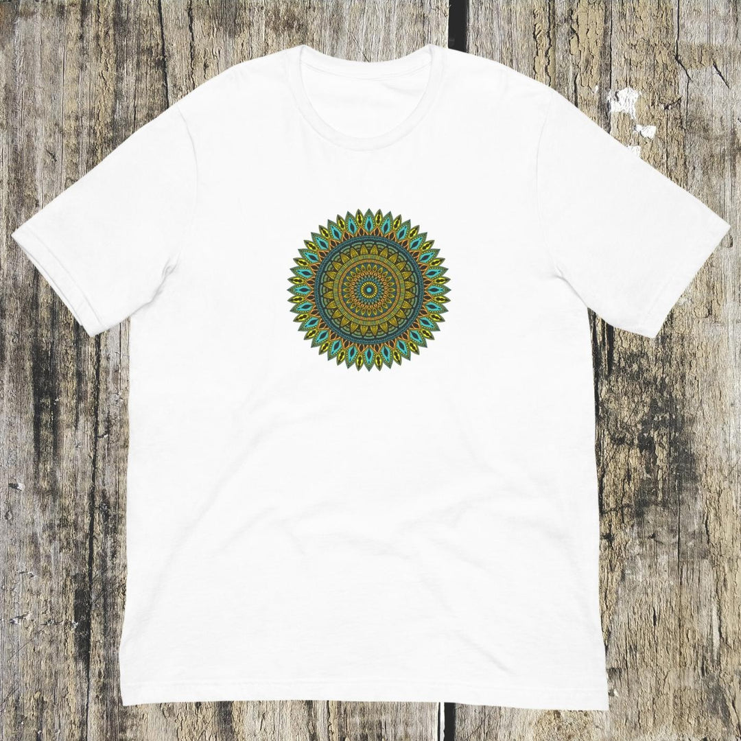 T-shirt Mandala in turkoois en goud