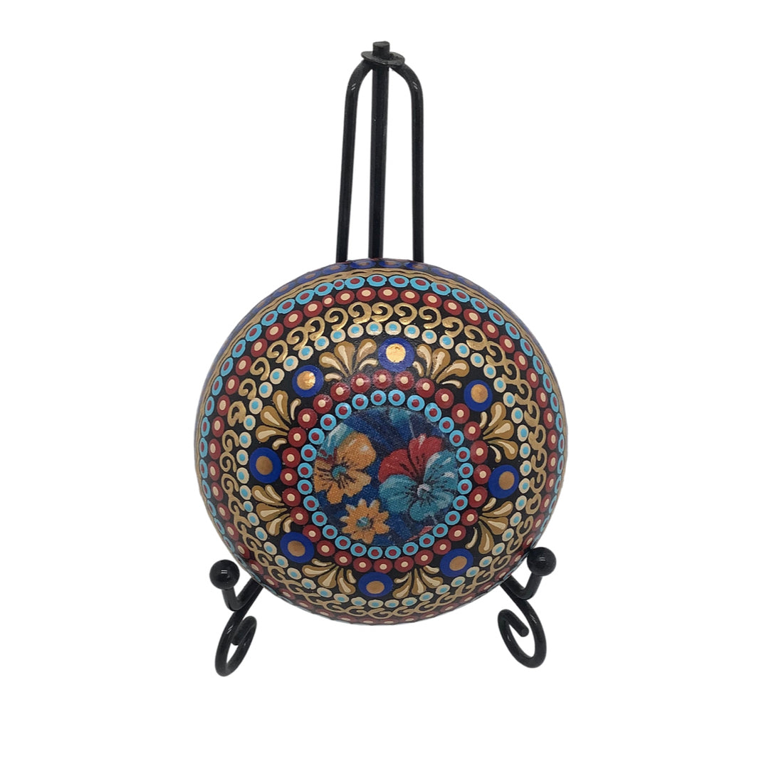 Mandala Steen in Levendig Kobalt Blauw en Rood