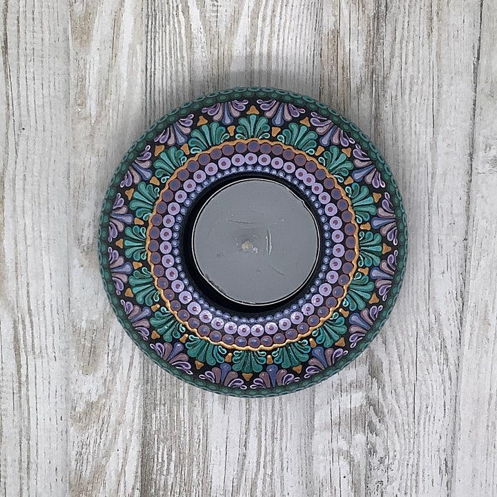 Tea Light Holder Medium in Lavender, Light Pink, Teal Green, Dark Green, and Gold