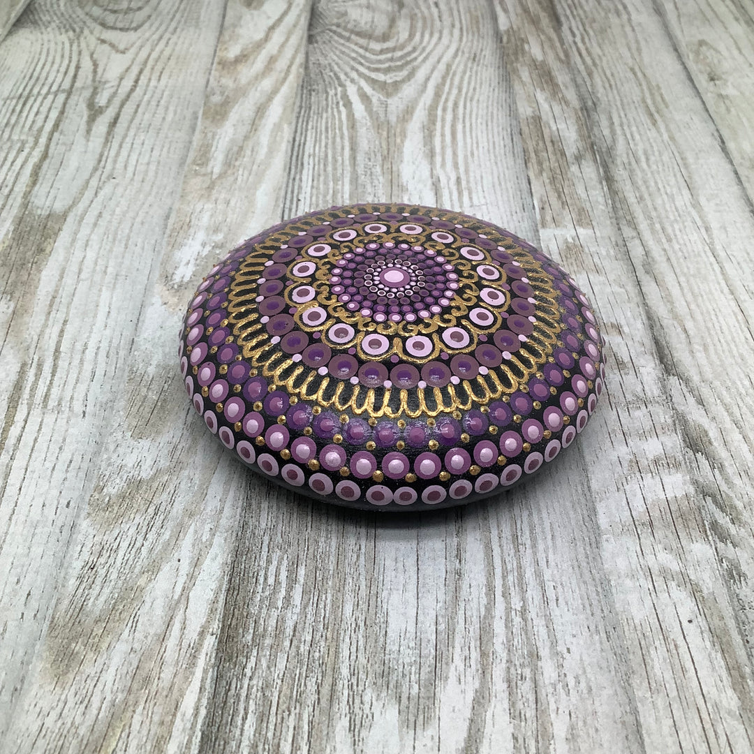 Mandala Stone Purple and Gold small