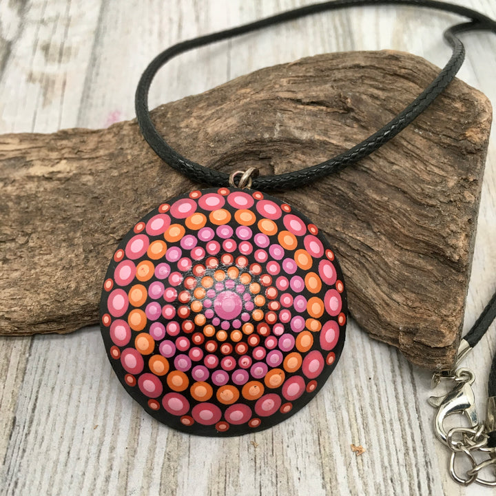 Mandala Necklace Pink, Purple and Orange