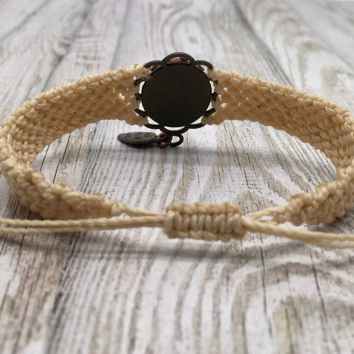 Macrame Bracelet with Flower Cabochon