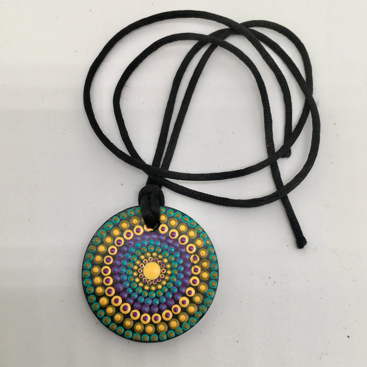 Mandala Necklace in Turquoise, Yellow and Purple