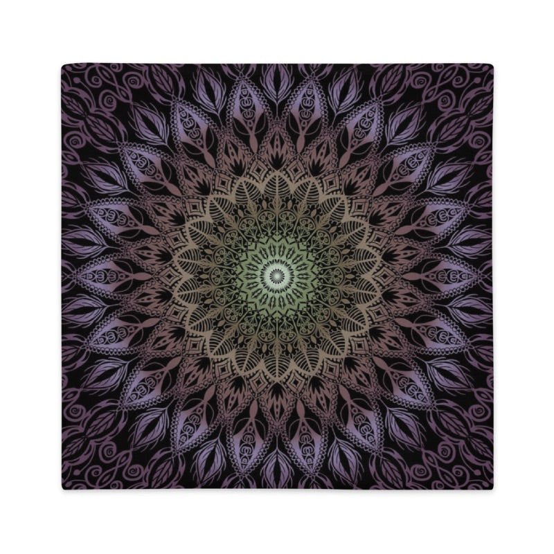 Pastel Harmony: Purple, Salmon, and Yellow Mandala Pillow Cover