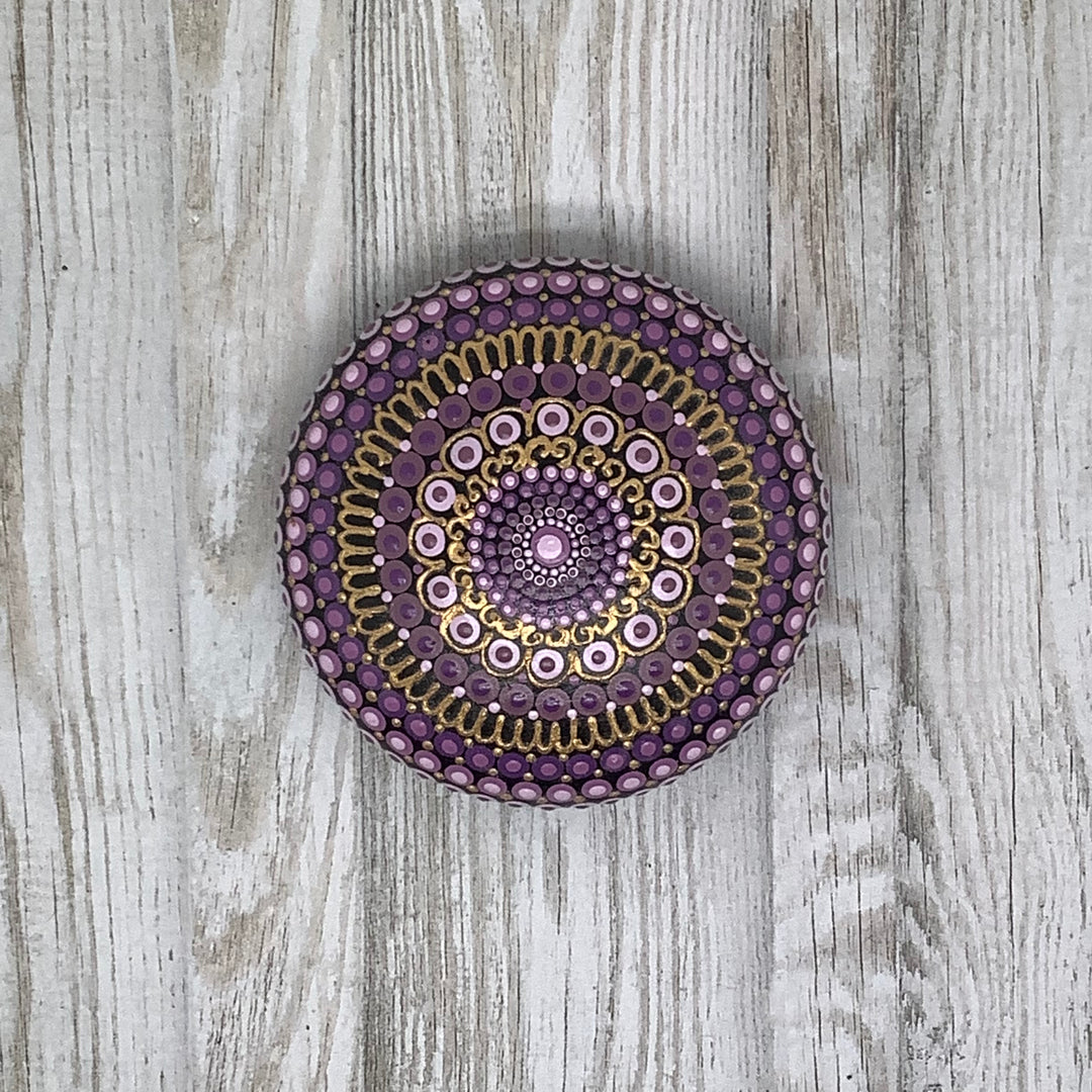 Mandala Stone Purple and Gold small