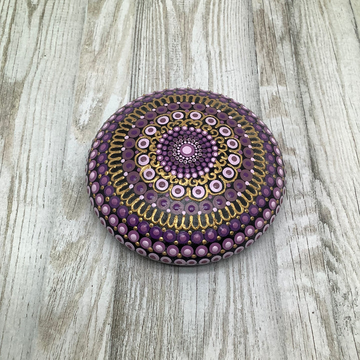 Mandala Stone Purple and Gold small