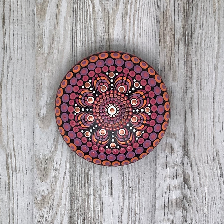 Mandala Stone in Pink, Lavender and Orange small