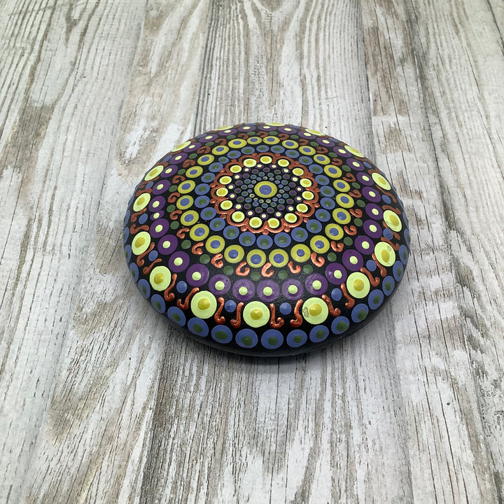 Mandala Stone Purple, Green and Copper small