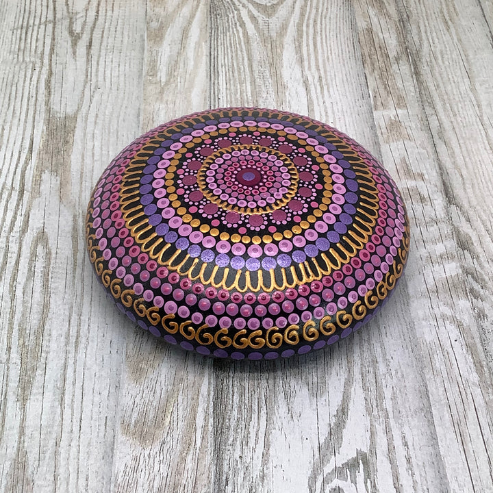 Mandala Stone in Pink and Purple medium