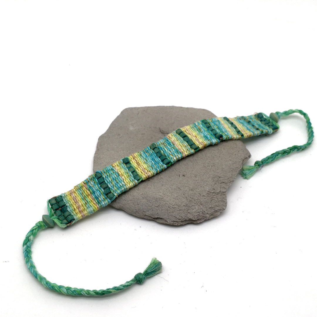 Woven Bracelet in Shades of Blue and Green