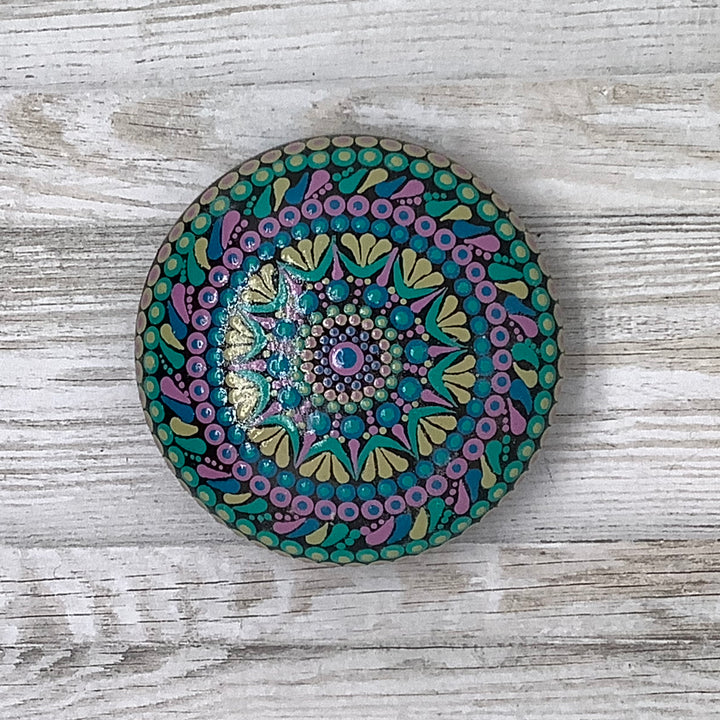 Mandala Steen Turquoise en Roze 