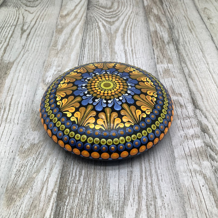 Mandala Stone Purple and Gold small