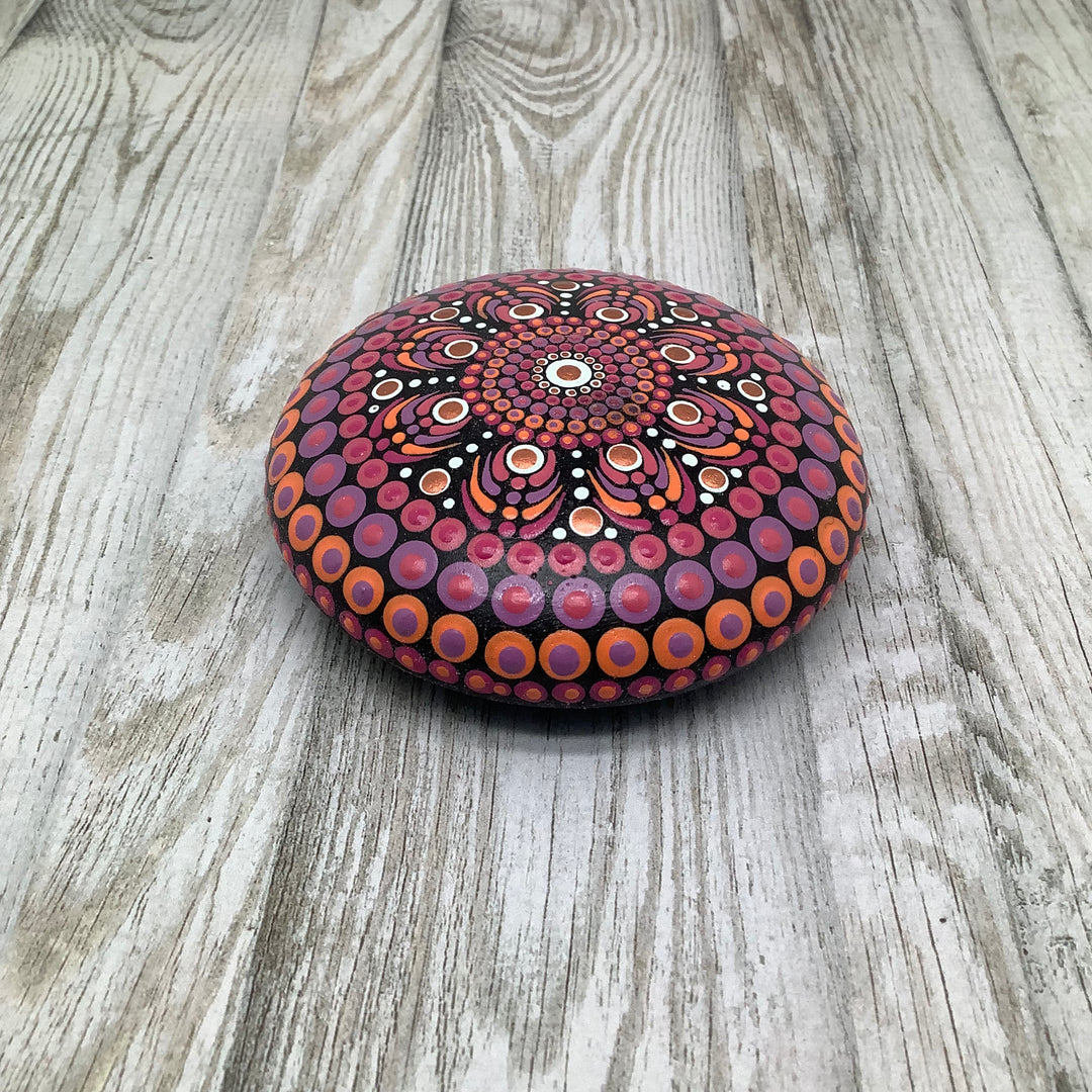 Mandala Stone in Pink, Lavender and Orange small