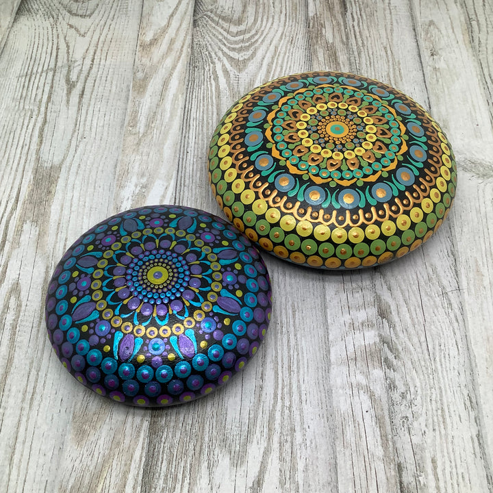 Mandala Stone Gold, Turquoise and Purple small