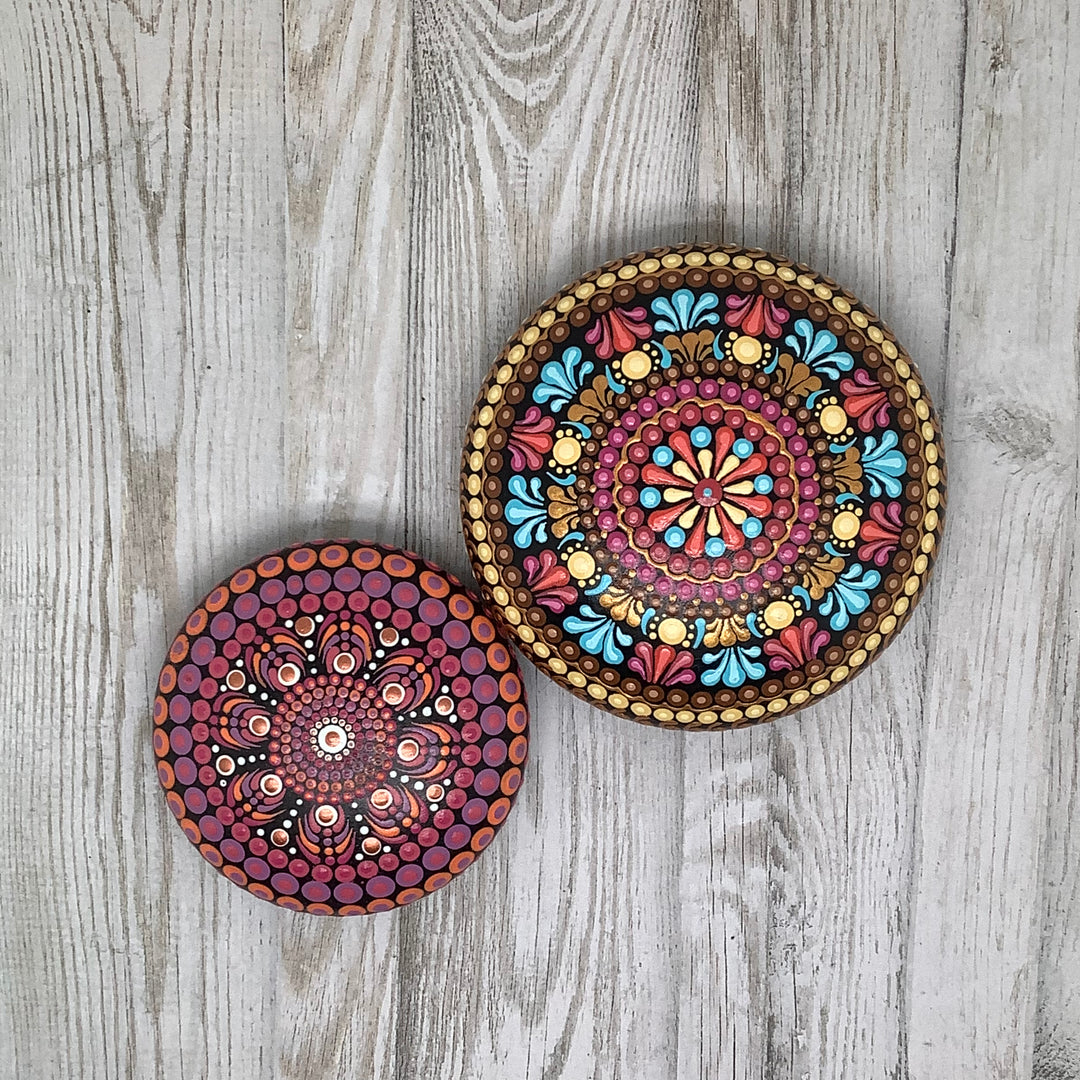 Mandala Stone in Pink, Lavender and Orange small