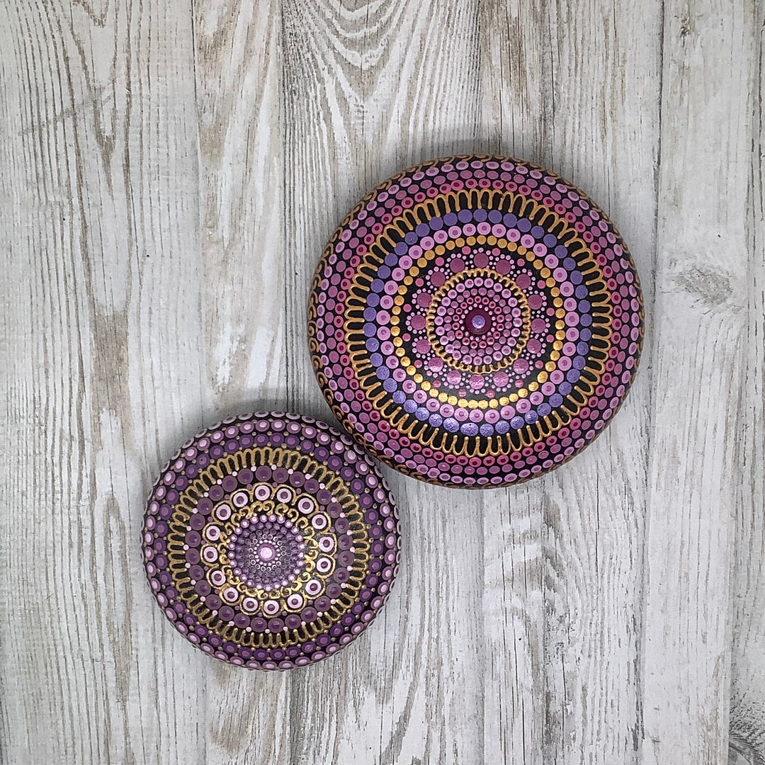 Mandala Stone Purple and Gold small