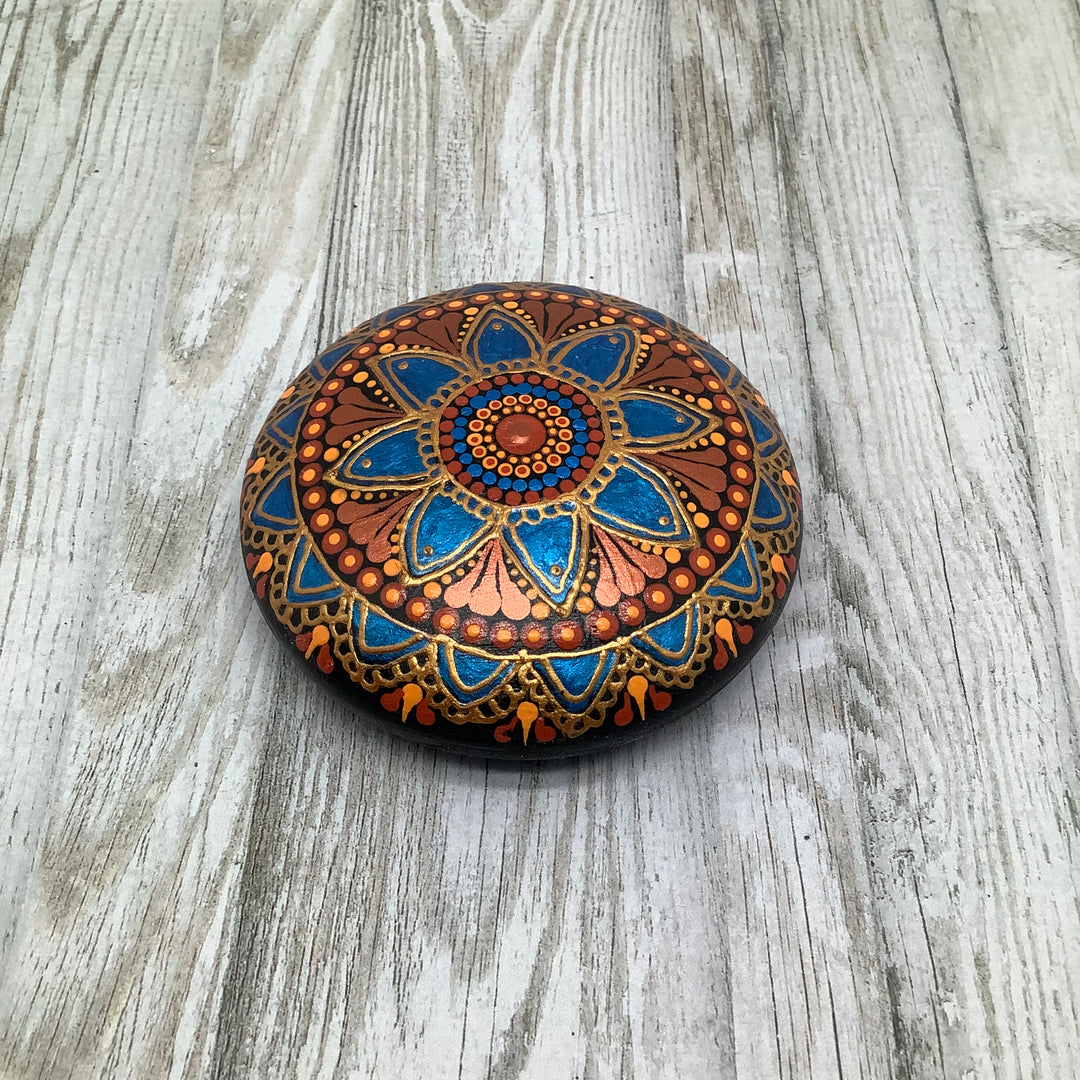 Mandala Stone Star in Metallic Blue and Copper small