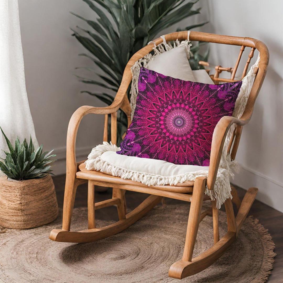 Throw pillow pretty in pink mandala design