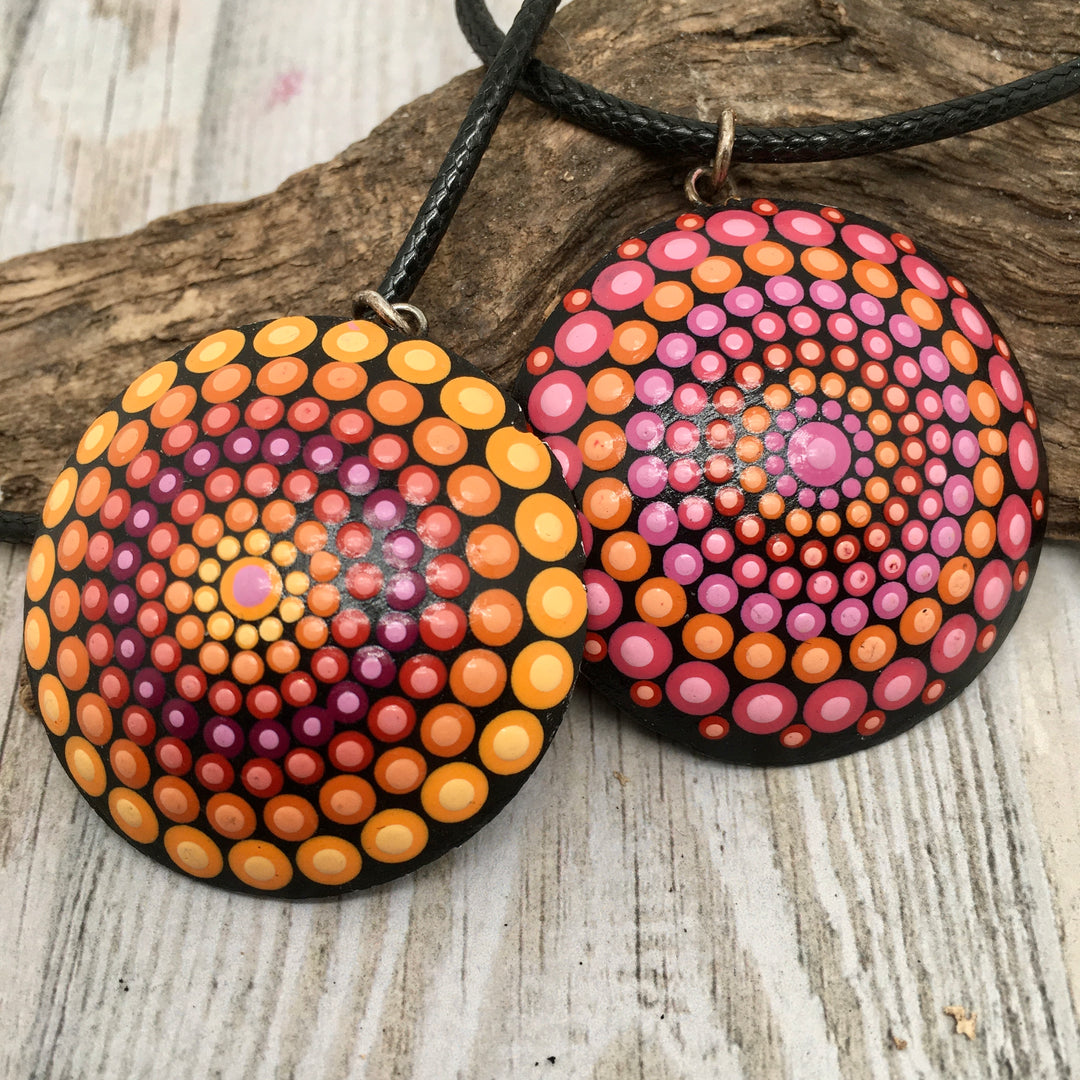 Mandala Necklace Pink, Purple and Orange