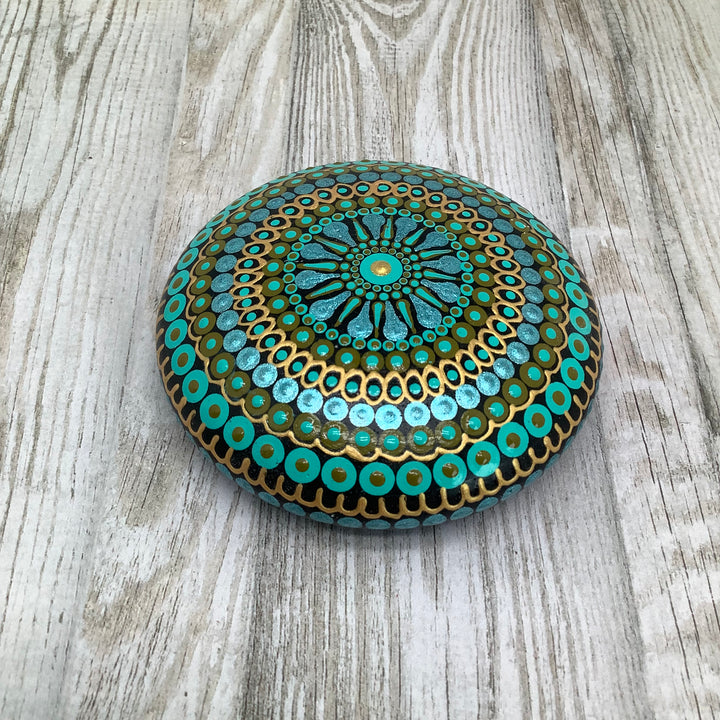 Mandala Stone in Different Shades of Blue small