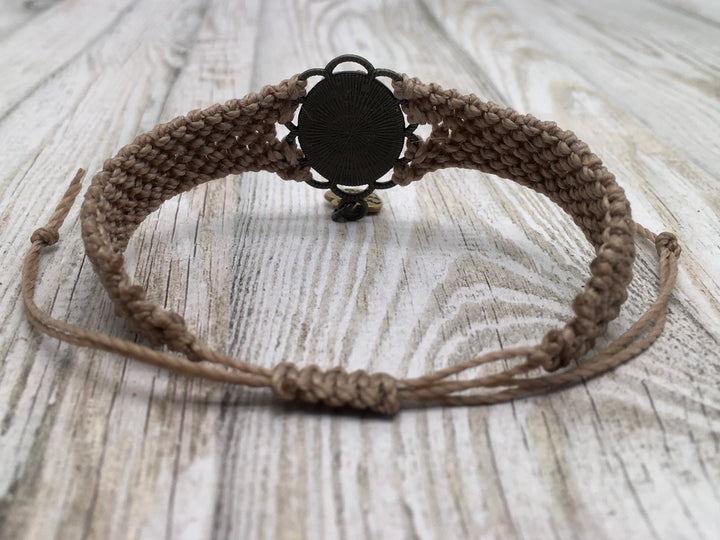 Macrame Bracelet with Flower Cabochon