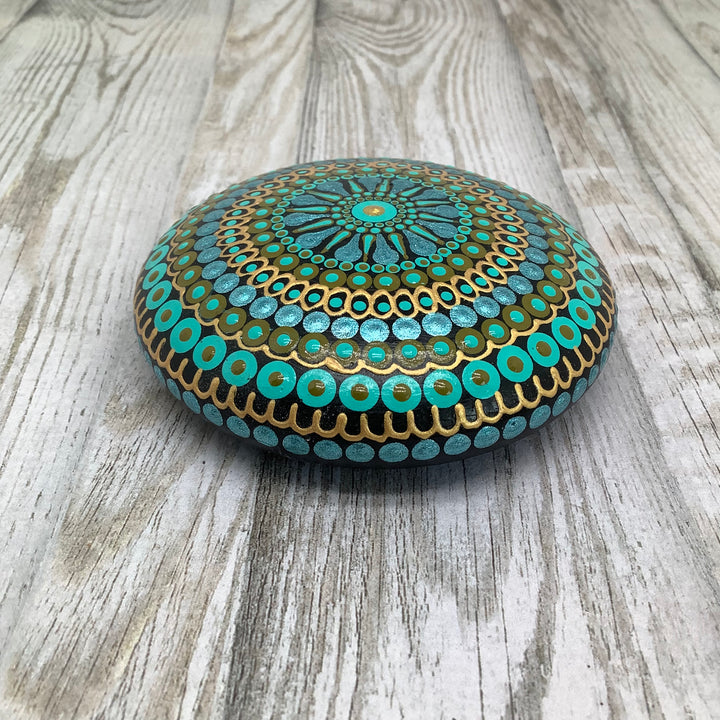 Mandala Stone in Different Shades of Blue small