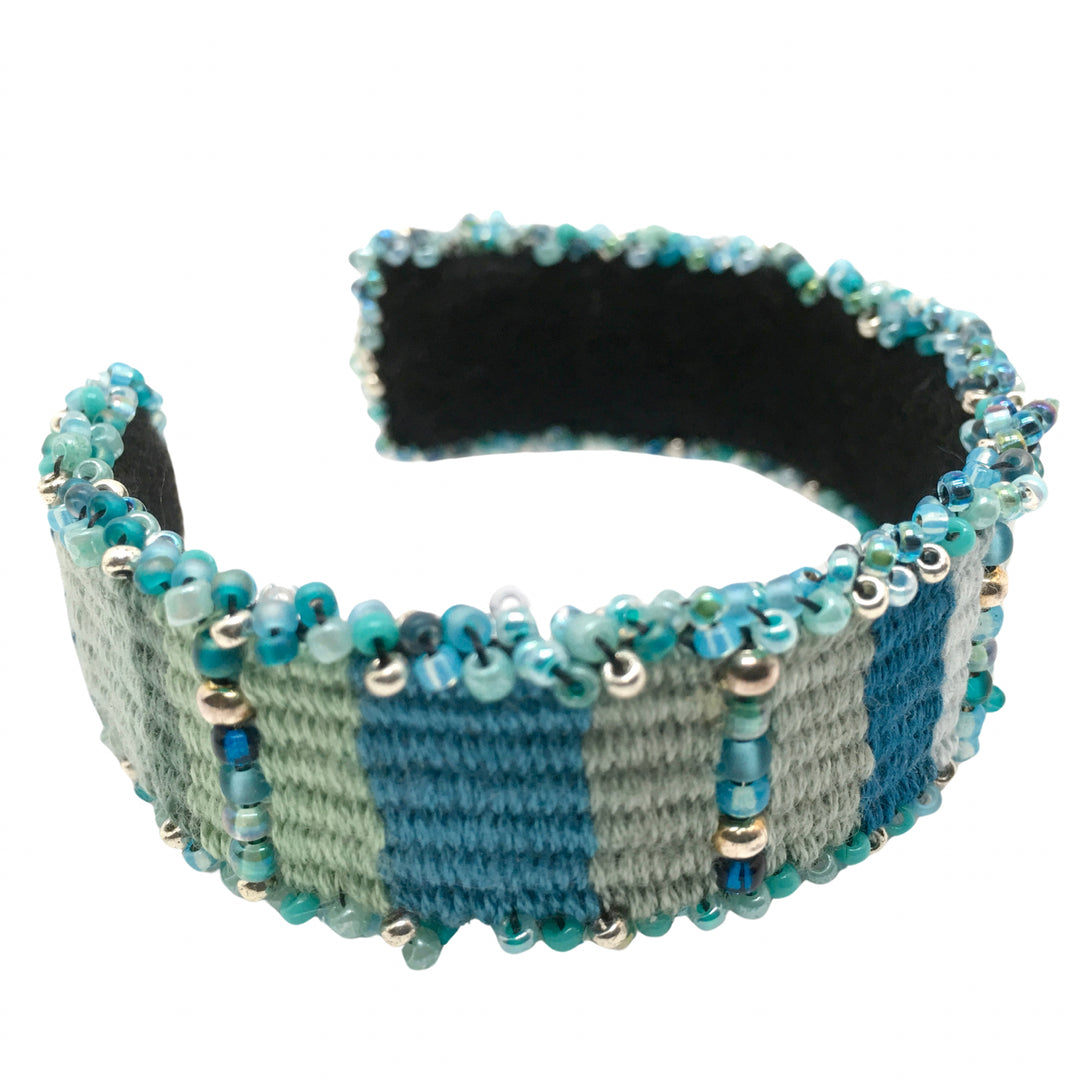 Woven Cuff Bracelet in Blue and Green