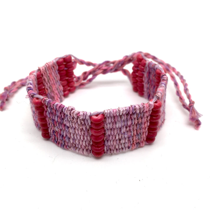 Woven Bracelet in Various Pinks and Lavender