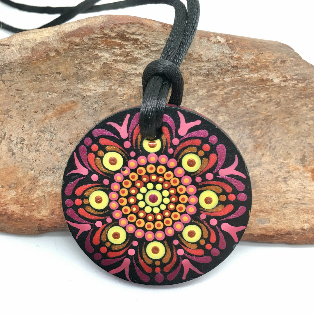 Mandala Necklace in Warm Colors