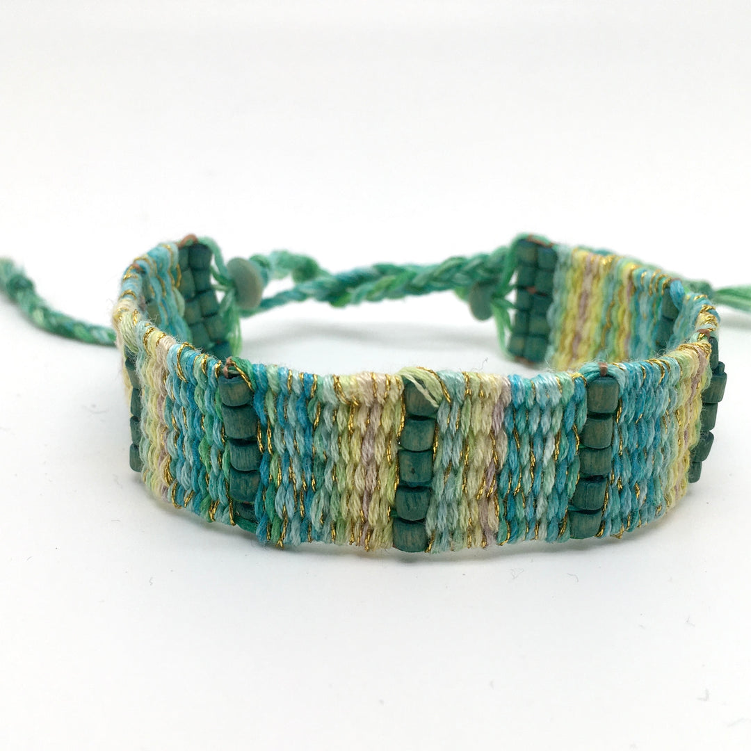 Woven Bracelet in Shades of Blue and Green