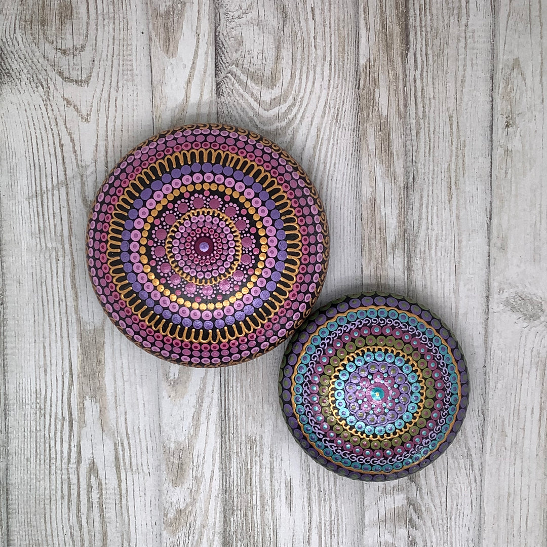 Mandala Stone in Pink and Purple medium