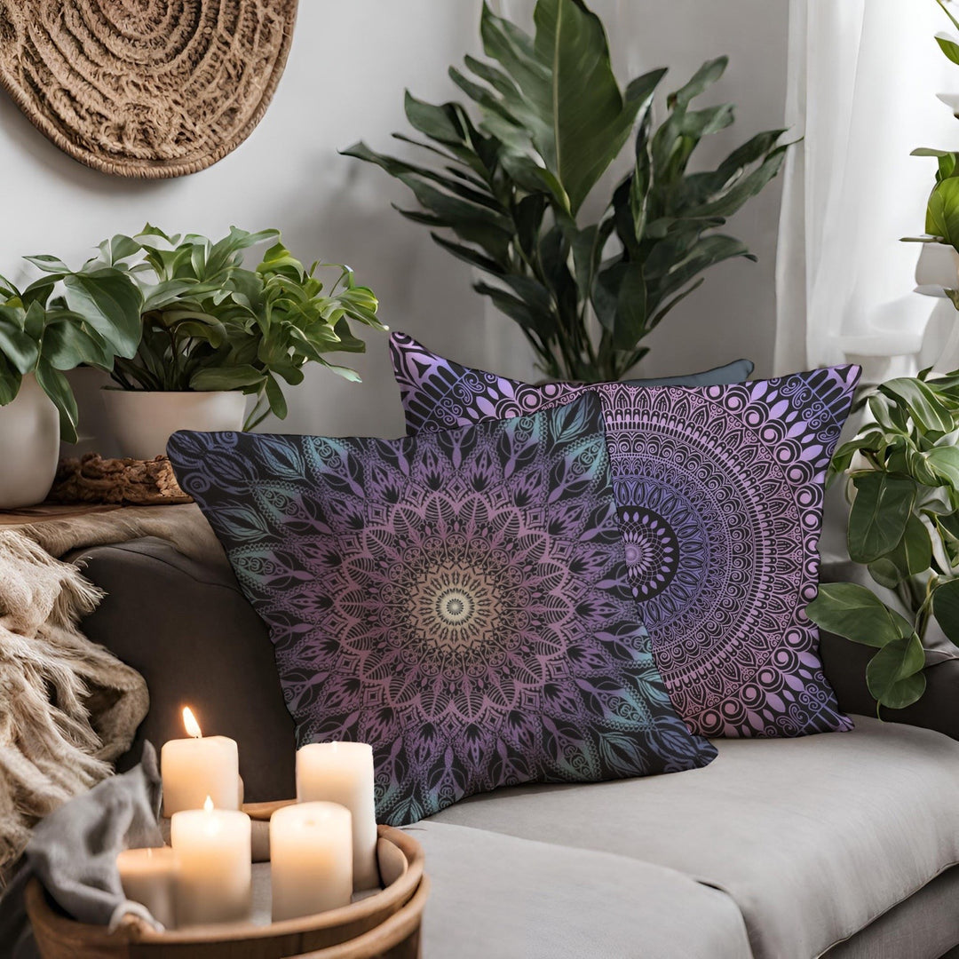 Mystical Lavender: Light Pink& Light Lavender Mandala Throw Pillow