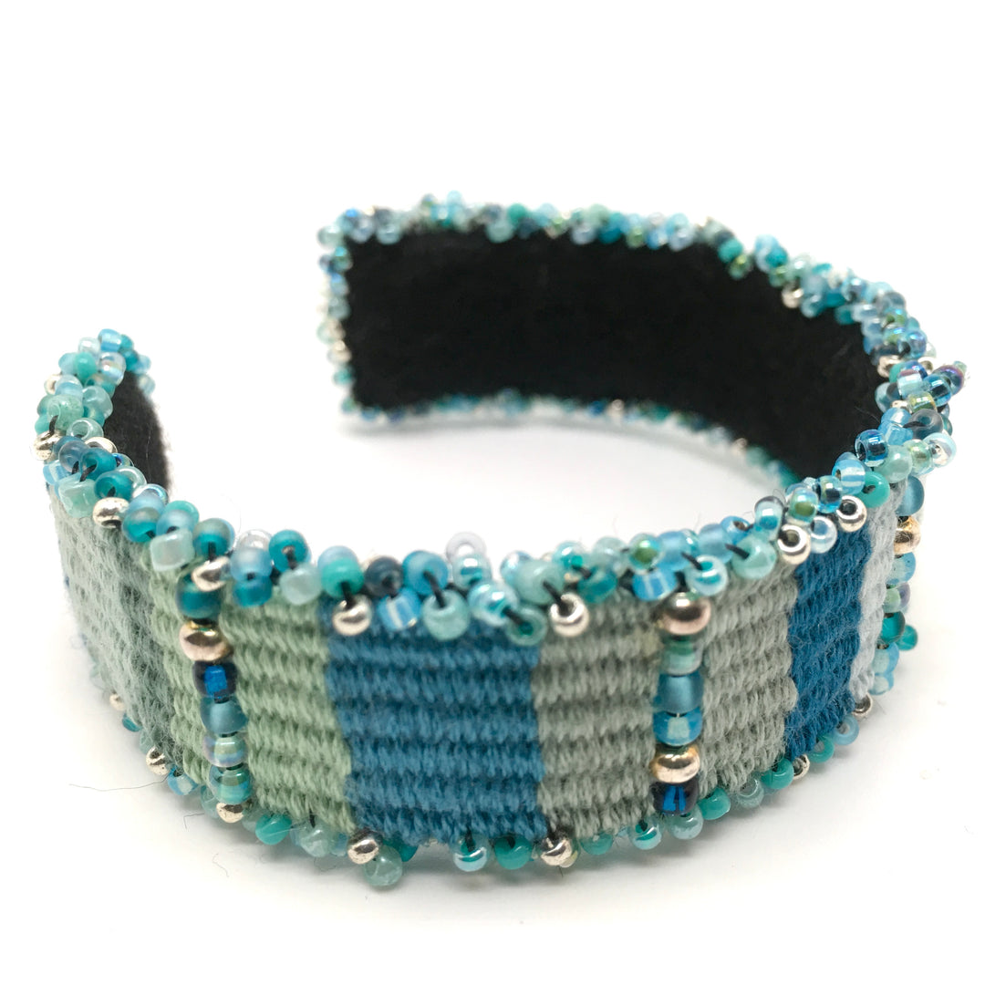 Woven Cuff Bracelet in Blue and Green