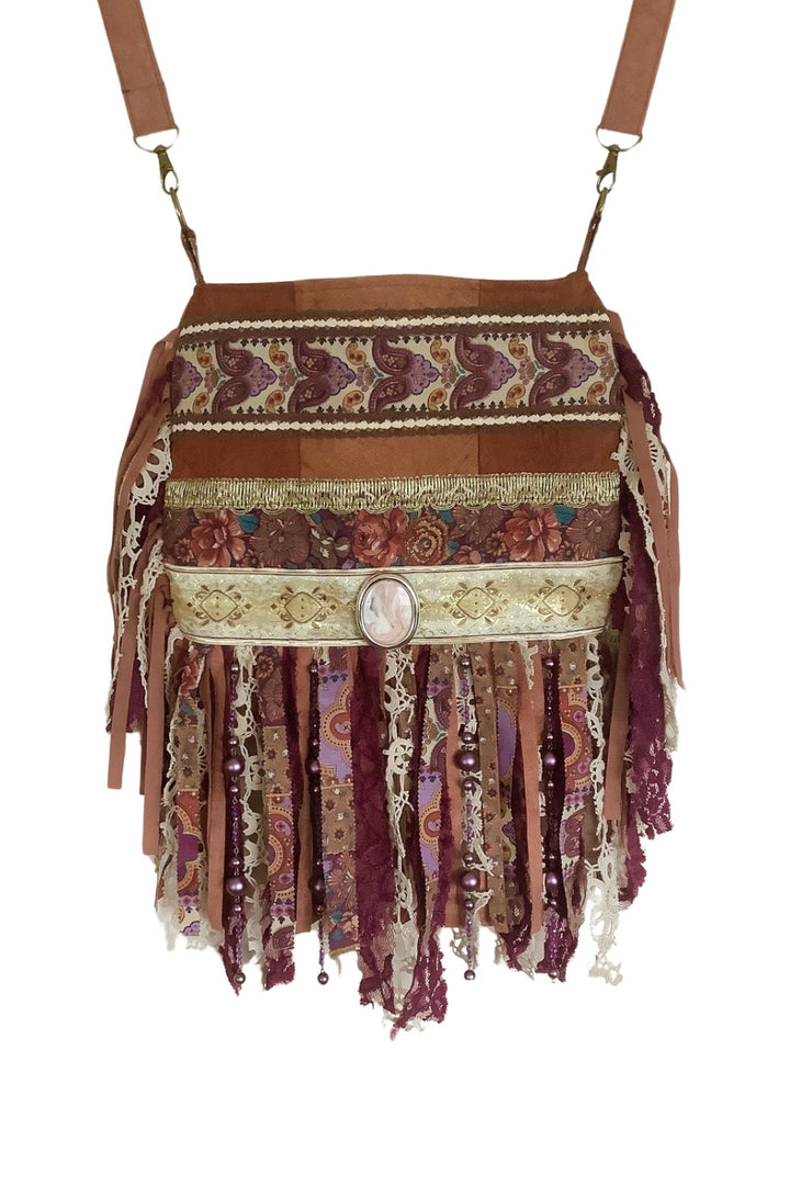 Barkcloth Crossbody Bag with adjustable straps overview