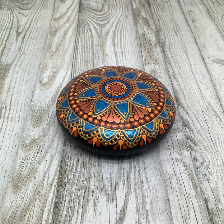 Mandala Stone Star in Metallic Blue and Copper small