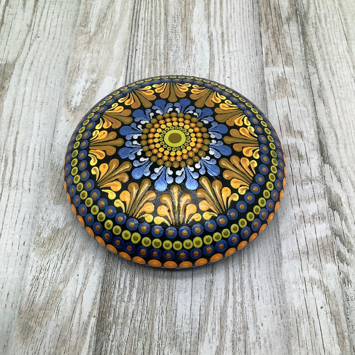 Mandala Stone Purple and Gold small