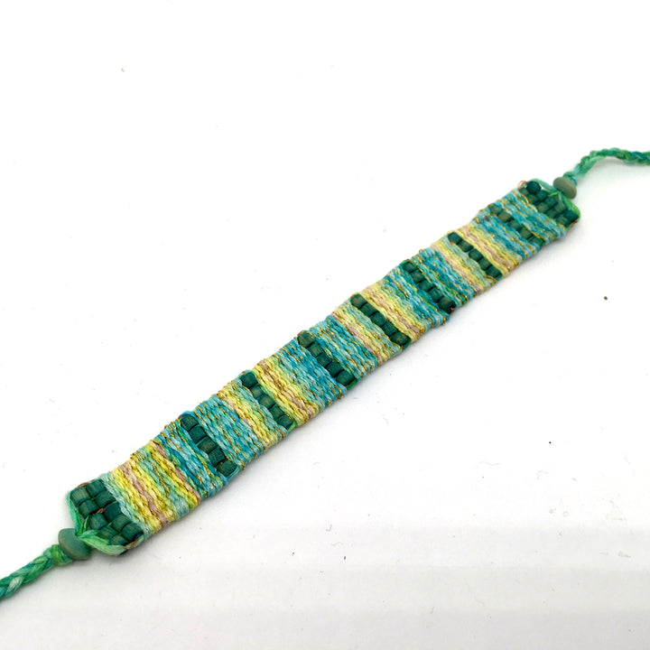 Woven Bracelet in Shades of Blue and Green