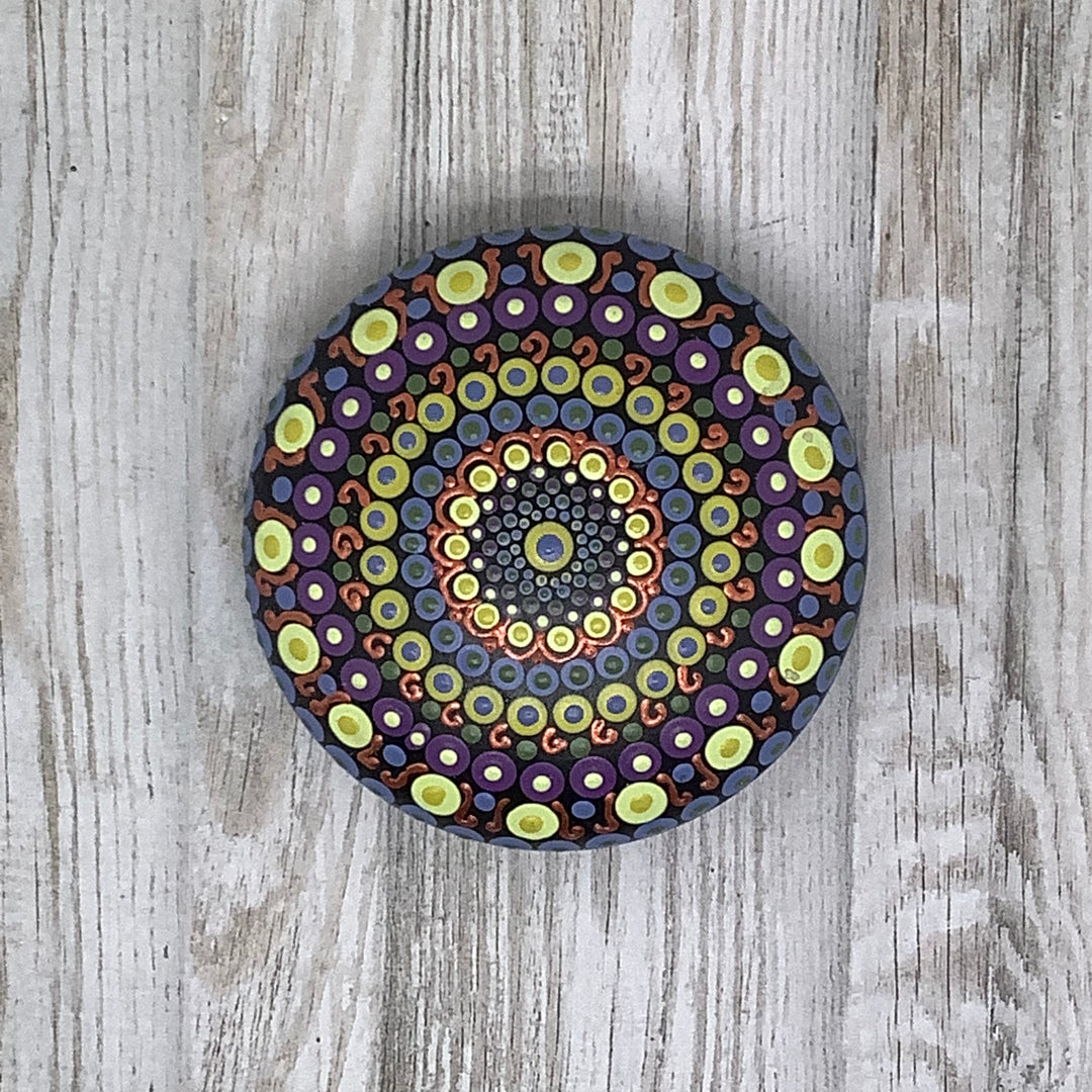 Mandala Stone Purple, Green and Copper small