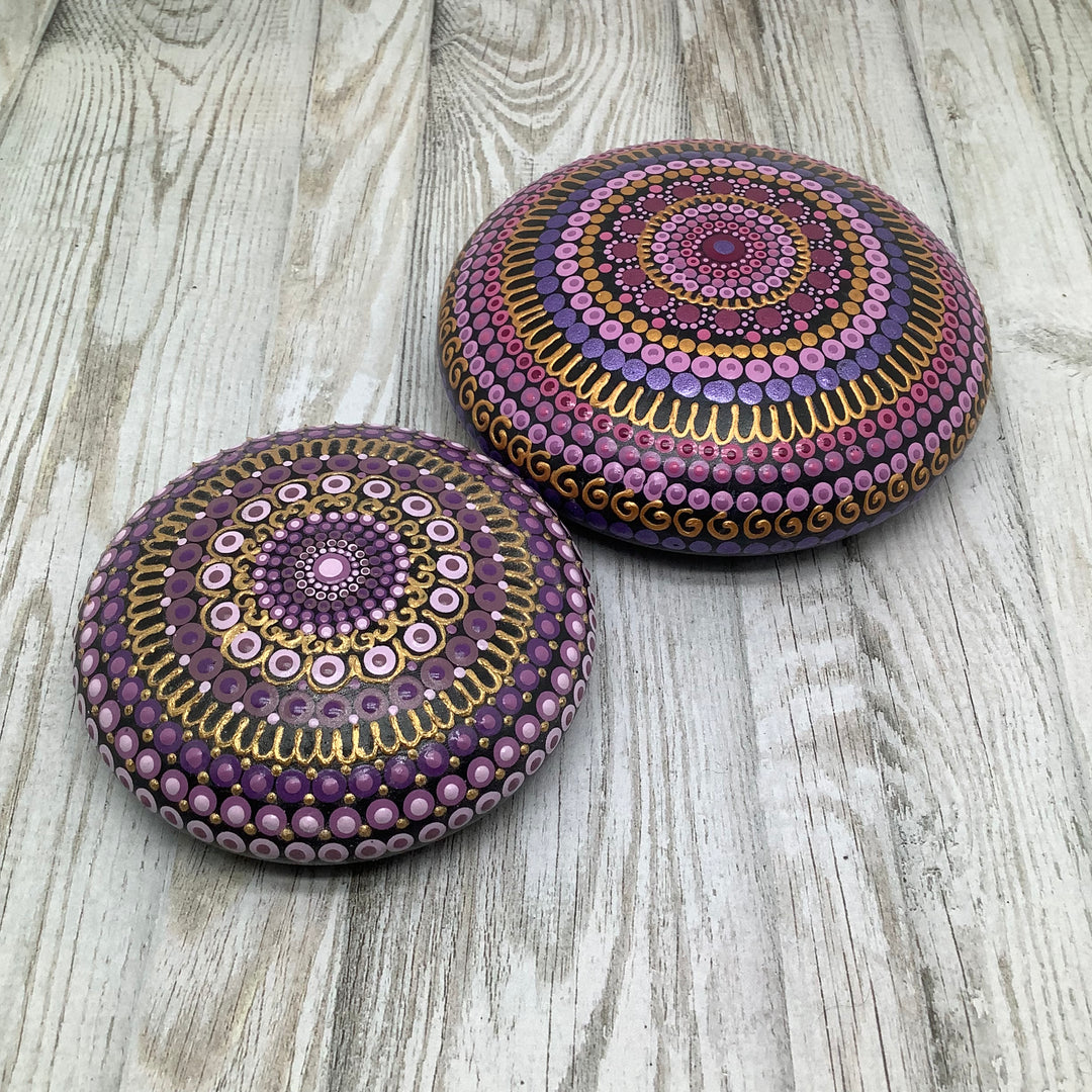 Mandala Stone Purple and Gold small