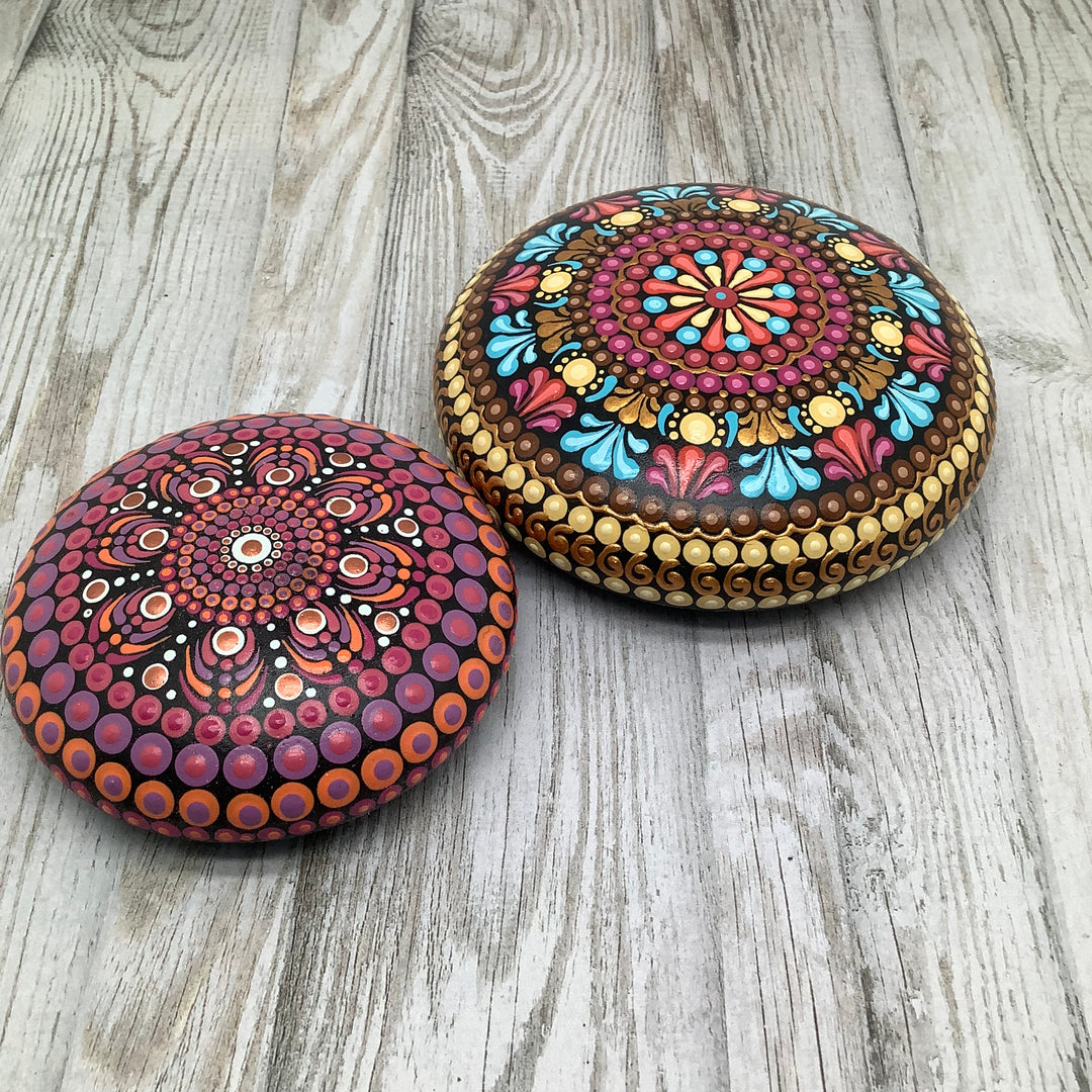 Mandala Stone in Pink, Lavender and Orange small